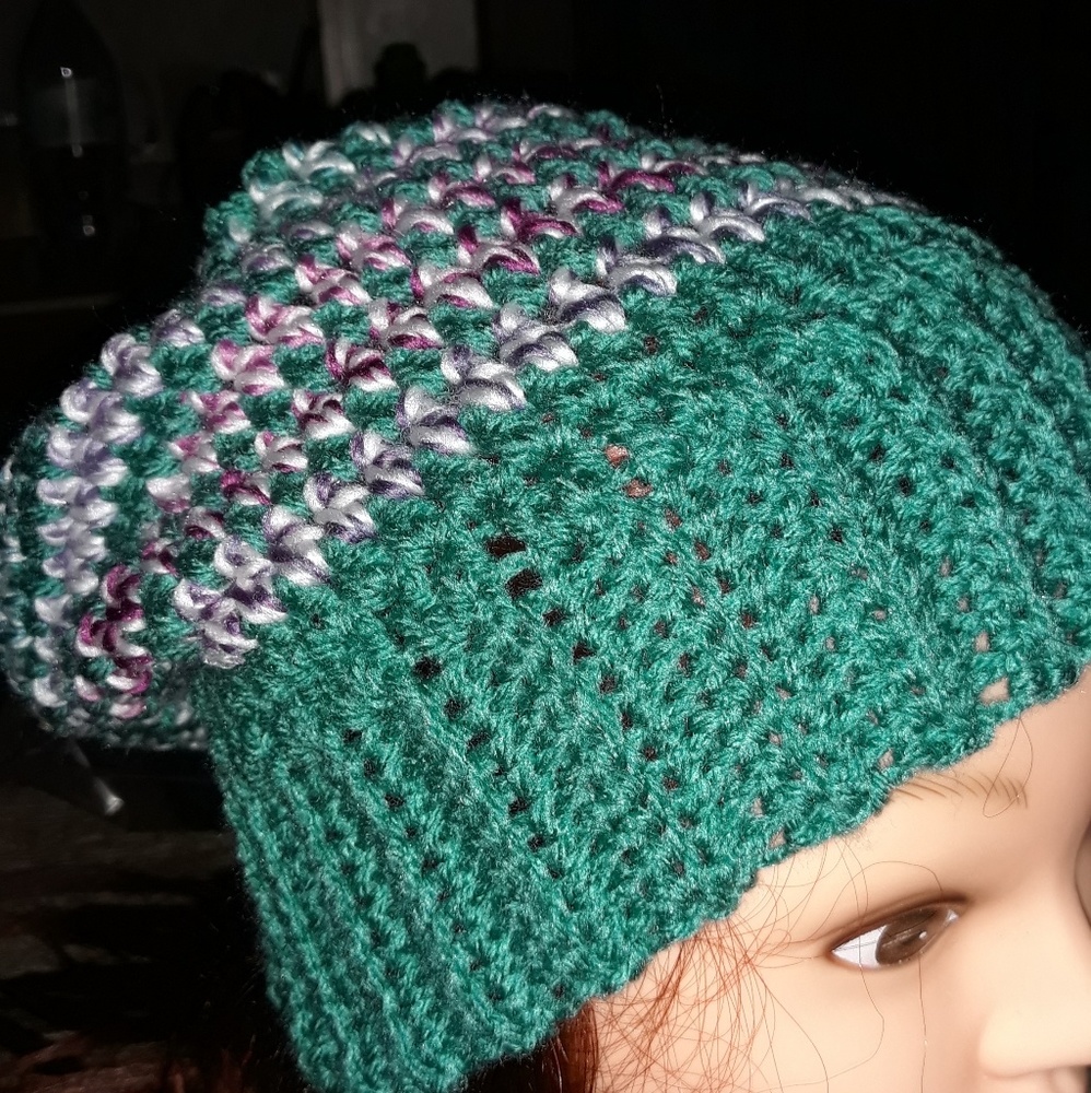 Crochet pop of color beanie